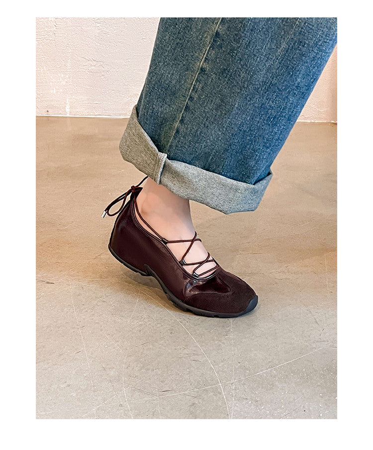 Karin Luna Basic Versatile British Style Casual Lace-up Flats