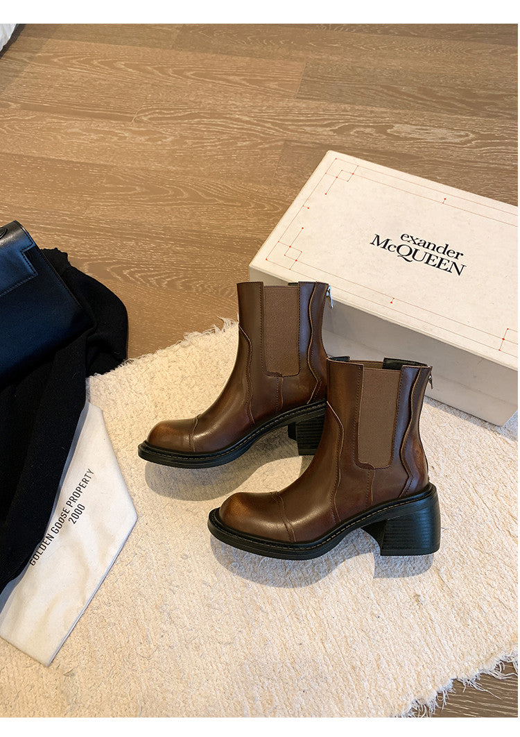 Karin Luna In Stock Spot Goods  Round Toe Stretch Round Toe Chelsea Short Boots