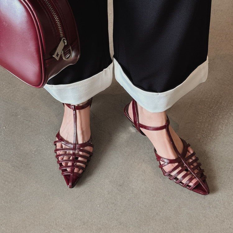 Karin Luna French Hollow Toe Metal Heel Elegant Sandals