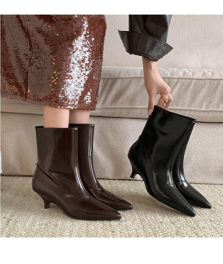 Karin Luna In Stock  Spot Goods Elegant kitten heel pointed toe trendy ankle boots