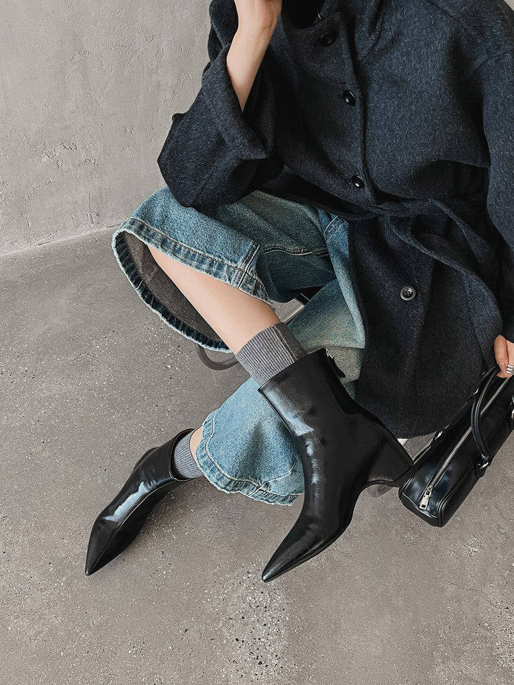 Karin Luna Versatile Elegant Style Pointed Toe Hidden Wedge Short Boots