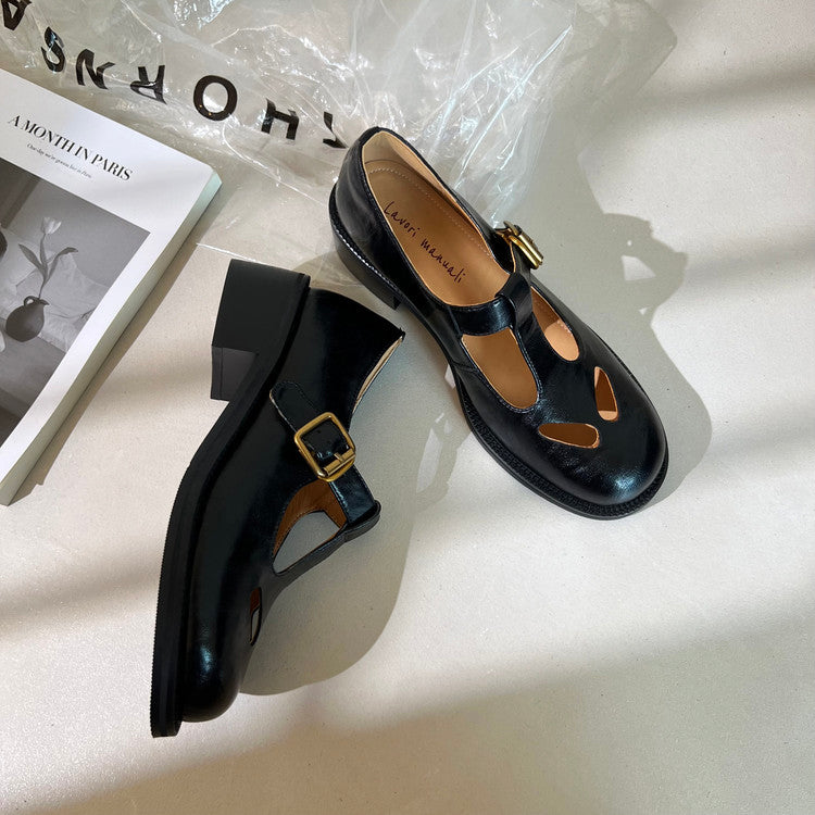 Karin Luna In Stock Spot Goods Minimalist Retro British Style Irregular Hollow Single Shoes