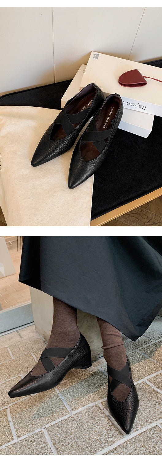 Karin Luna In Stock  Spot Goods  a Large Number of Spot Goods Pointed Toe Cross Strap Hidden Wedge Shoes