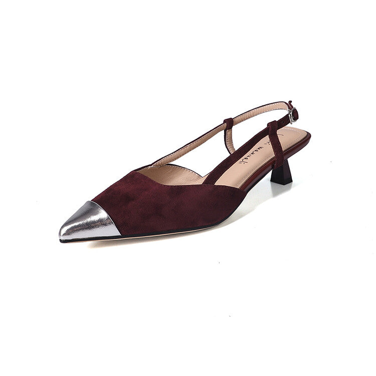 Karin Luna In Stock 24New Year's stock is now available Color Block Pointed Toe Full Leather Sandals