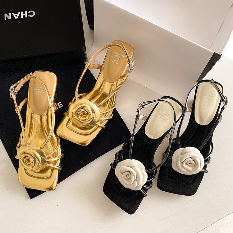 Karin Luna Exquisite Camellia ~French Retro Open-Toe Sandals