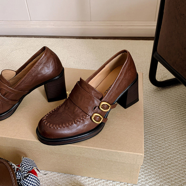Karin Luna Bestseller Hot-Selling Derivative Edition Self-contained Strap Buckle Casual Loafers