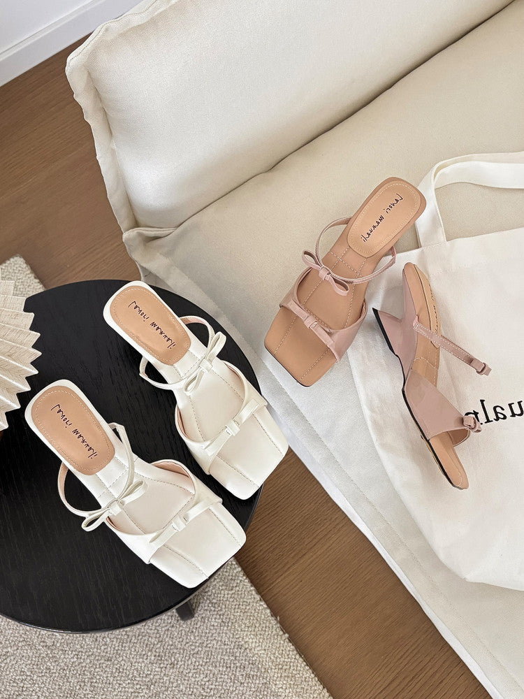 Karin Luna Hot Item Hot Item Self-Flow Square-Toe Irregular Heel Slippers