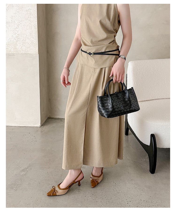 Karin Luna In Stock Spot Goods Braided Style Elegant Thin Heel Pointed Toe Closed-Toe Sandals