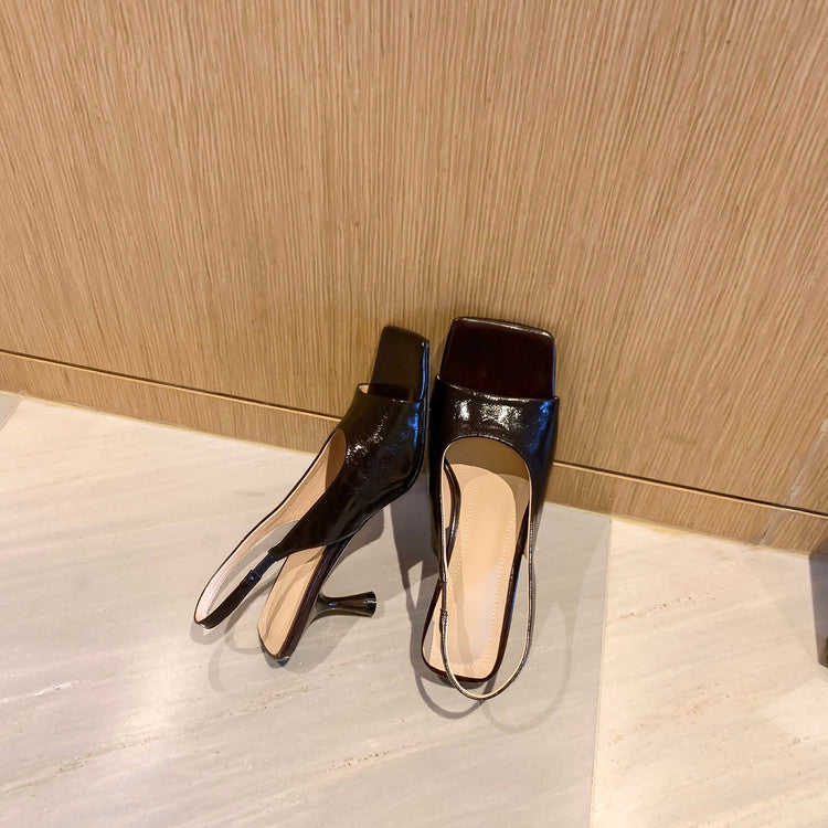 Karin Luna Classic Style Square Toe Open Toe French Retro Sandals