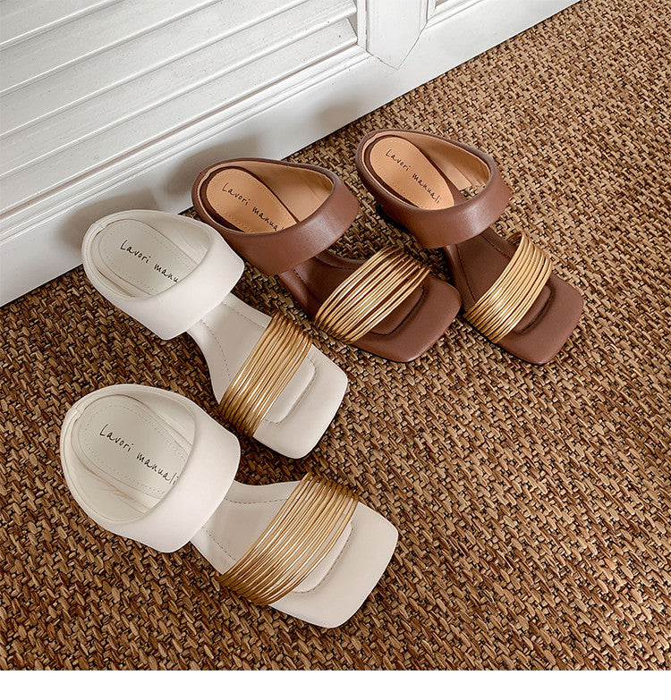 Karin Luna In Stock In Stock Minimalist Style Square-Toed Elegant Slippers