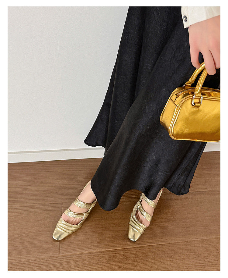 Karin Luna In Stock In Stock Minimalist Soft Upper Small Square Toe Chunky Heel Sandals