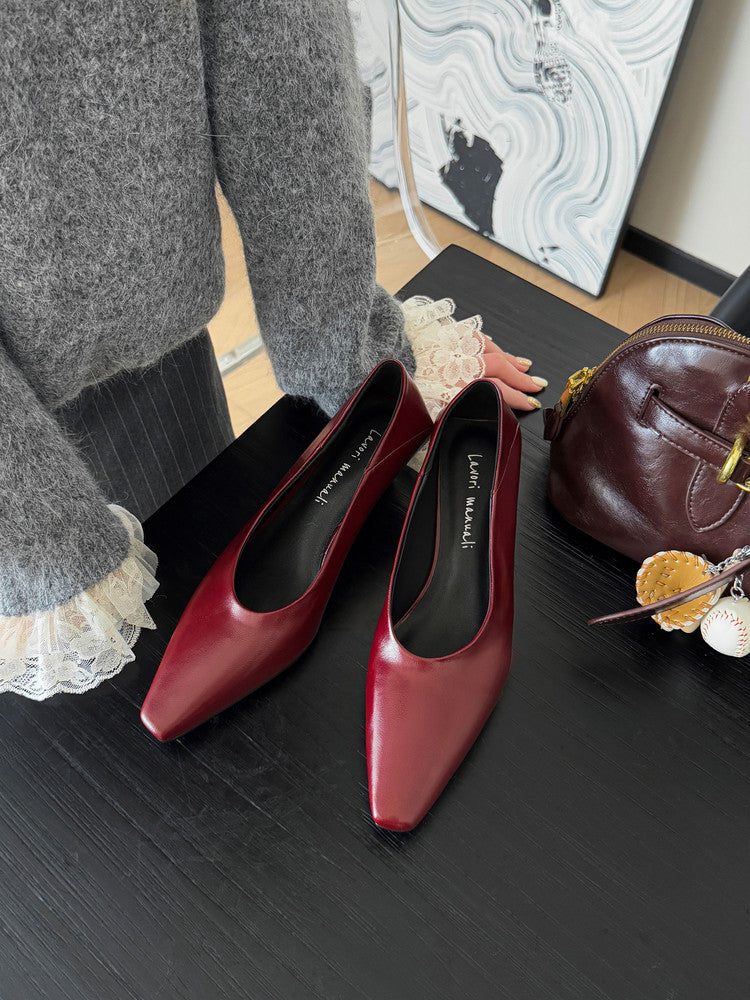 Karin Luna In Stock In Stock ~Basic Versatile French Style Small Square Toe Shallow Mouth Single Shoes