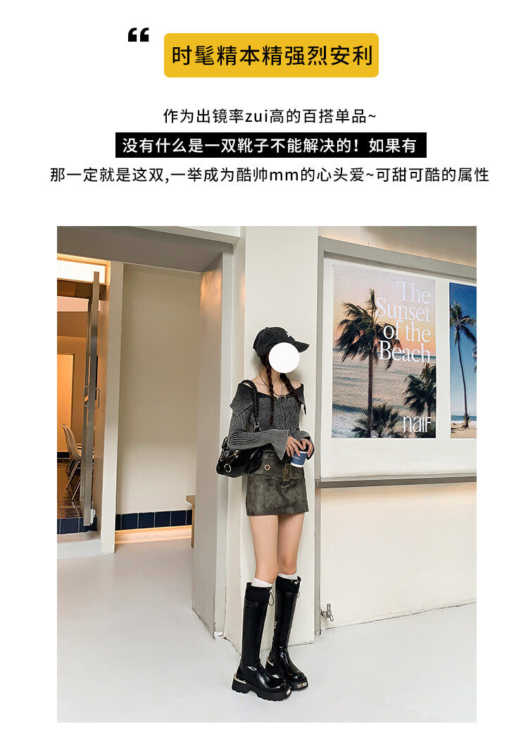 Karin Luna High Volume Bestseller  Comes with data plan included Front Metal Patch Drawstring design Full Cowhide Long Boots