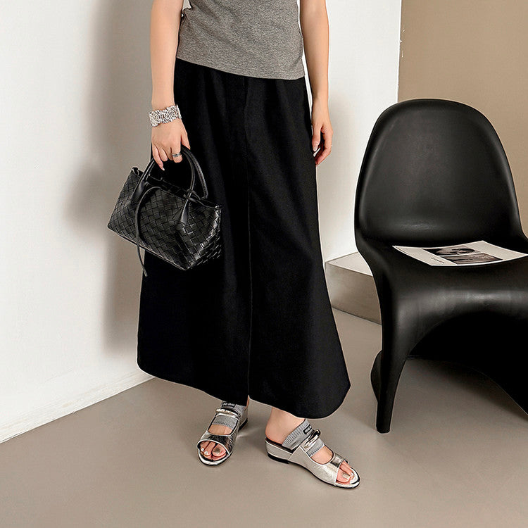 Karin Luna In Stock Spot Goods  Metal Buckle Round Toe Strap Slippers