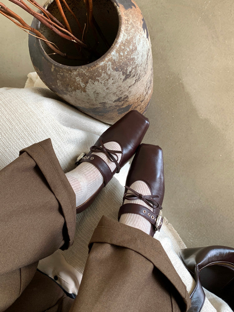 Karin Luna In Stock Spot Goods  Square Toe Internal Height Increase Detachable Bowknot