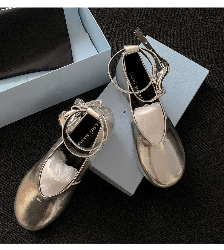 Karin Luna In Stock Large Stock Main Promotion  Two-Way Wear Height-Increasing Retro Gold Buckle Mary Jane Shoes