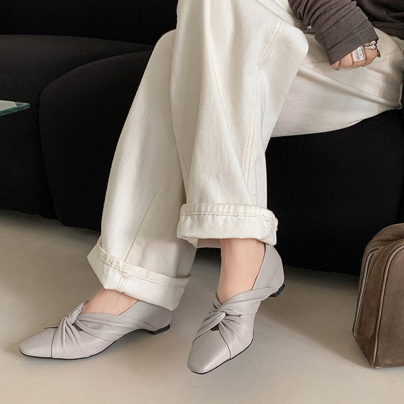 Karin Luna Cross Design Square Toe Hidden Wedge Shoes
