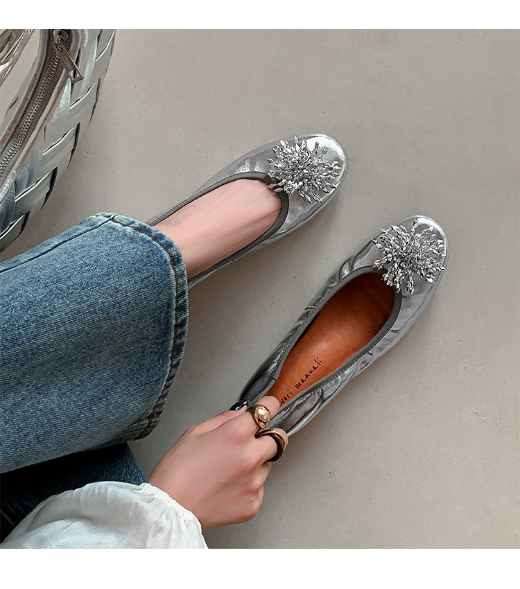Karin Luna Full Leather Inside and Out~Gorgeous Fireworks Flat Granny Shoes