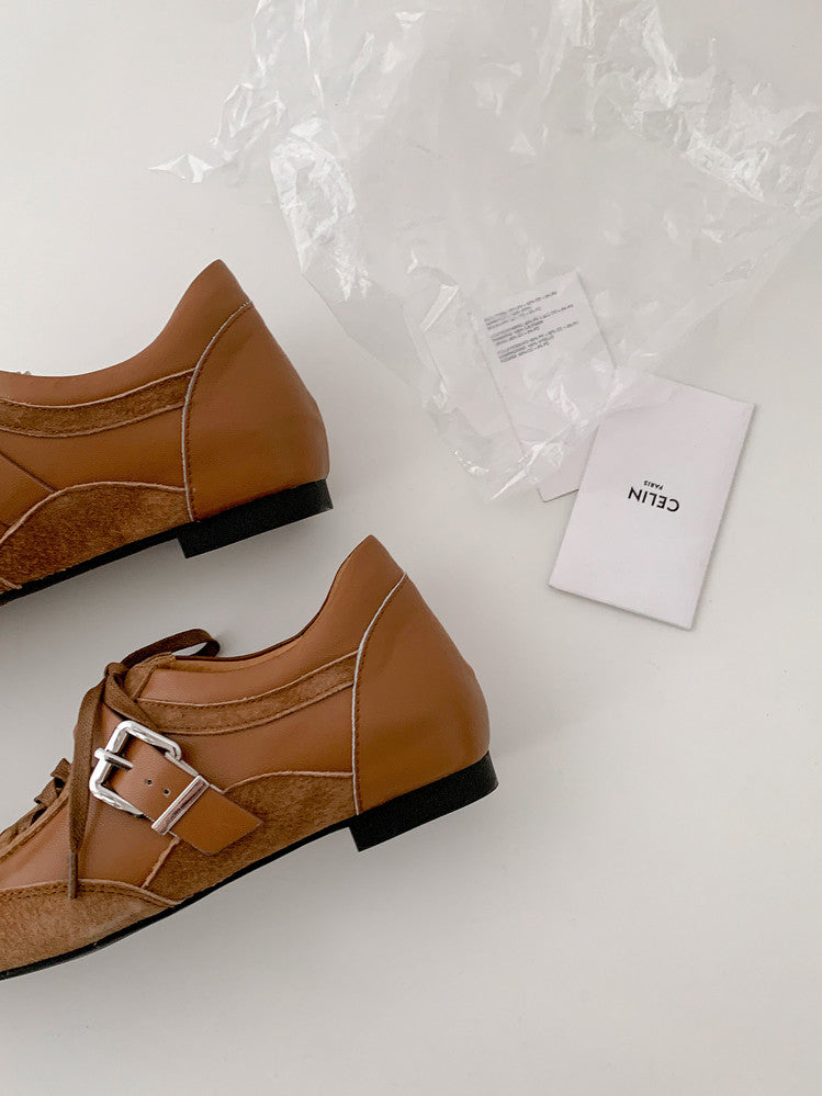 Karin Luna In Stock Spot Goods  Designed retro square-toe ballet shoes with laces