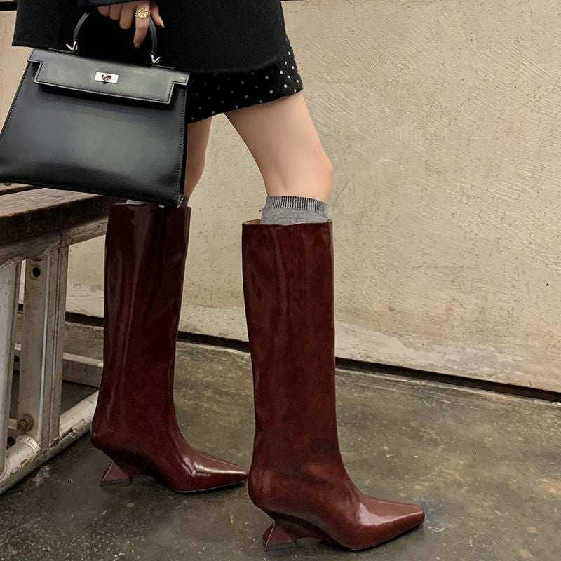Karin Luna European and American Style Unisex Square-Toed Long Boots