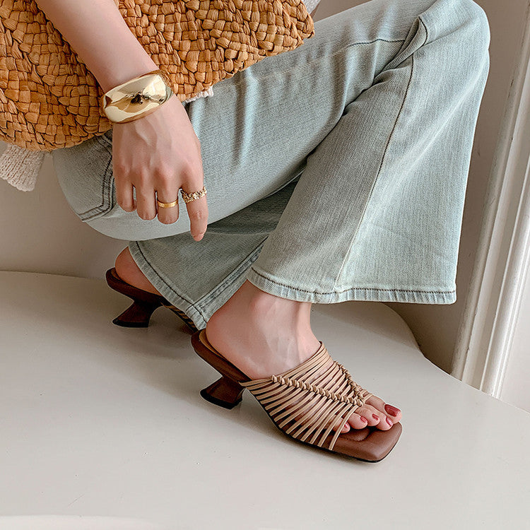 Karin Luna Bestseller Woven Vacation Style Series~ Elegant High Heel Slippers