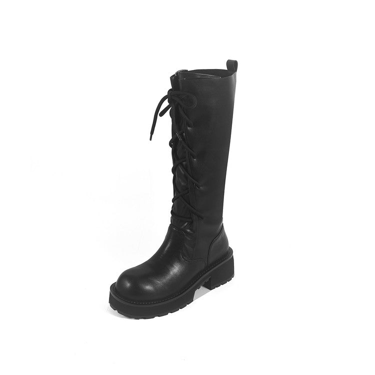 Karin Luna Fashion Style Round Toe Front Lace-up Adjustable Leg Circumference Suitable for both slim and thick legs