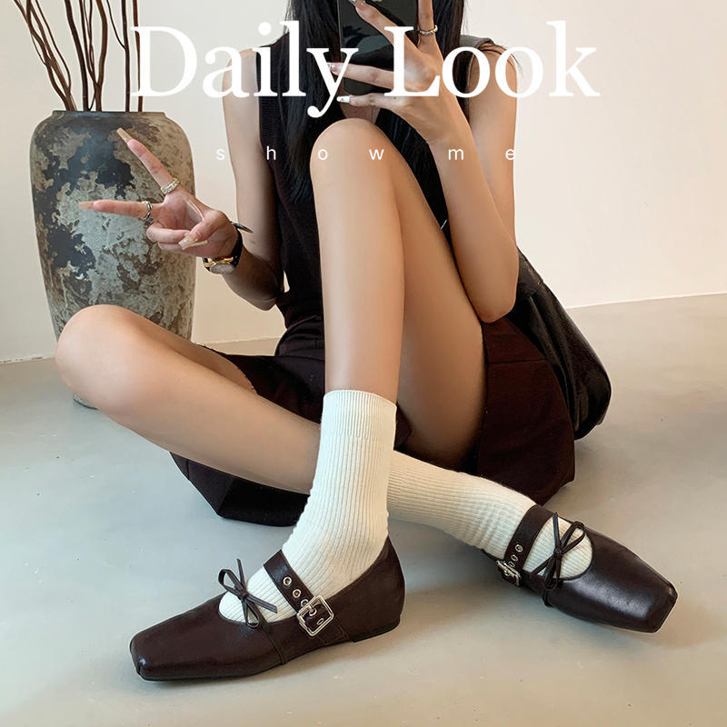 Karin Luna In Stock Spot Goods  Square Toe Internal Height Increase Detachable Bowknot