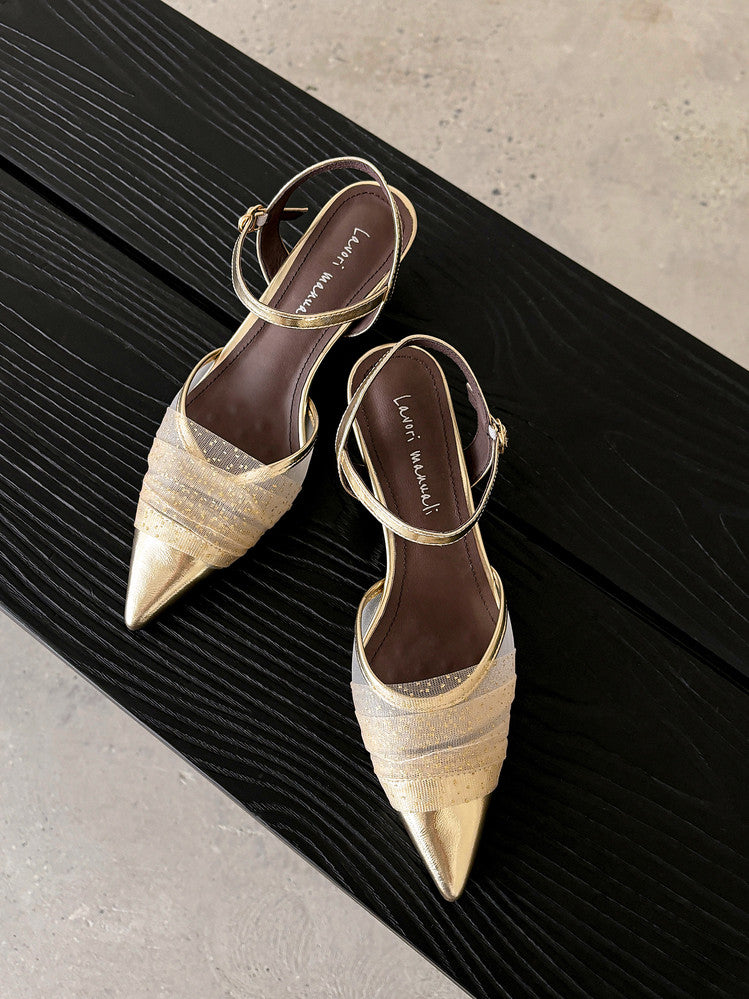 Karin Luna In Stock Spot Goods  Elegant Mesh Pointed Toe Sandals