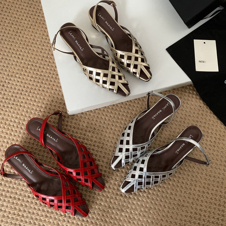 Karin Luna Braided Style ~Cross-woven Pointed Toe Closed-toe Sandals