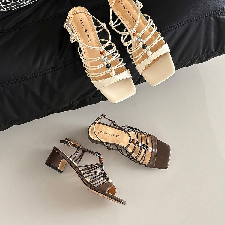 Karin Luna Bohemian Vacation Style~Square Toe Open Toe Sandals