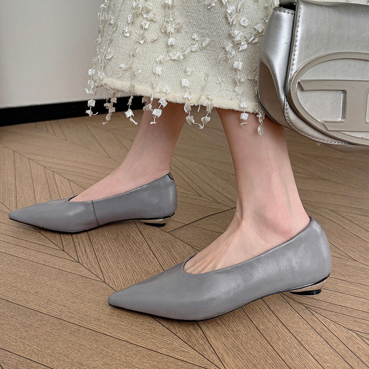 Karin Luna In Stock Spot Goods Classic three-color pointed toe metal heel shoes