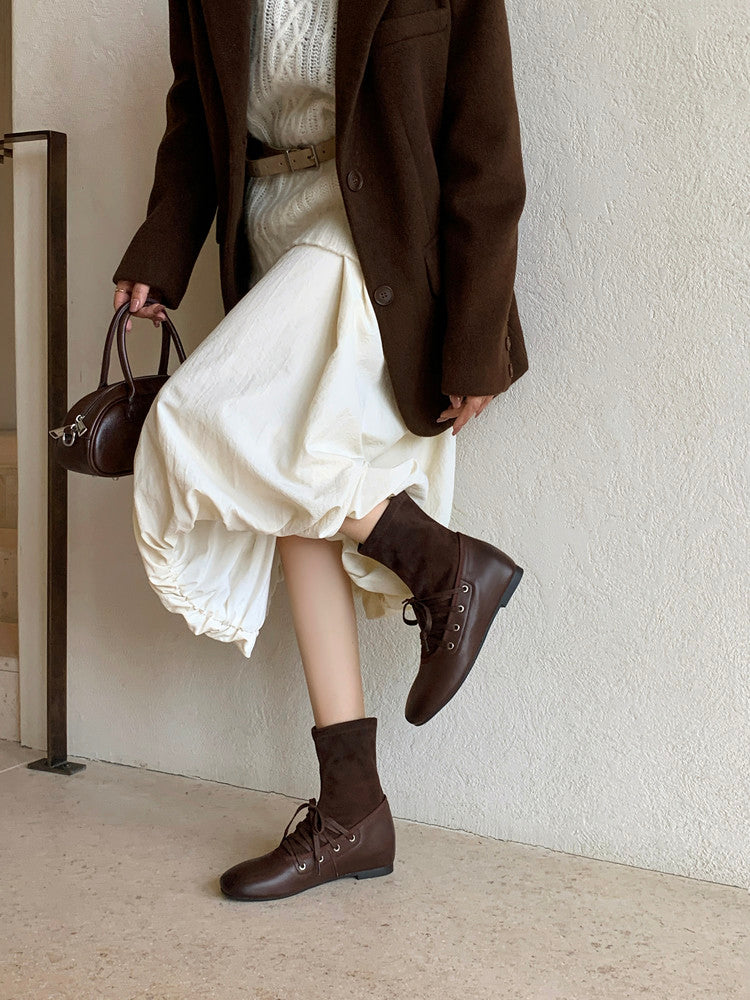 Karin Luna Round Toe Internal Height Increase Lace-up Ankle Boots