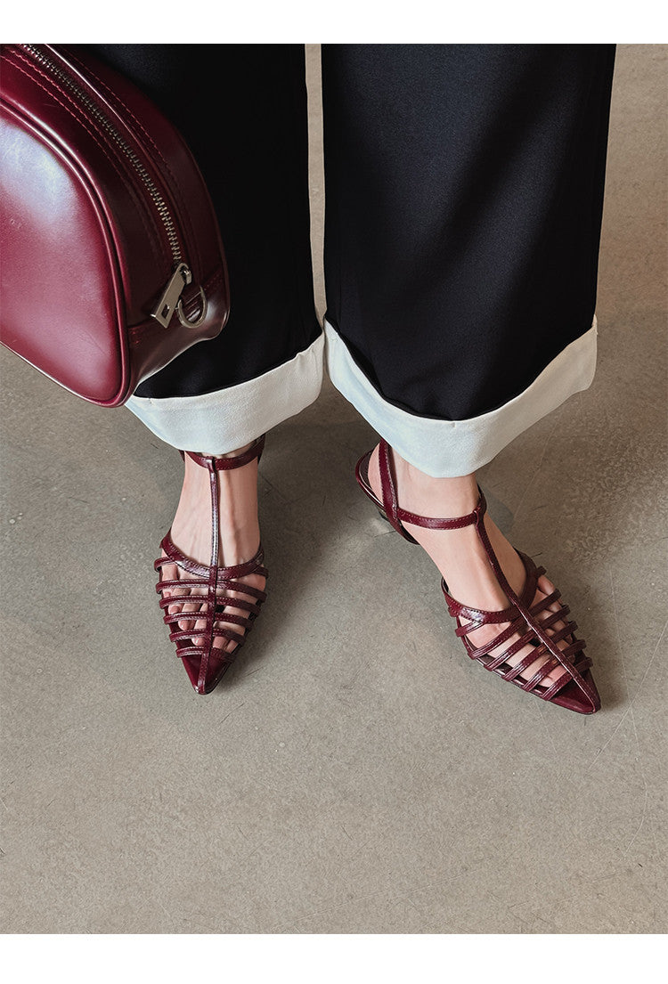 Karin Luna French Hollow Toe Metal Heel Elegant Sandals