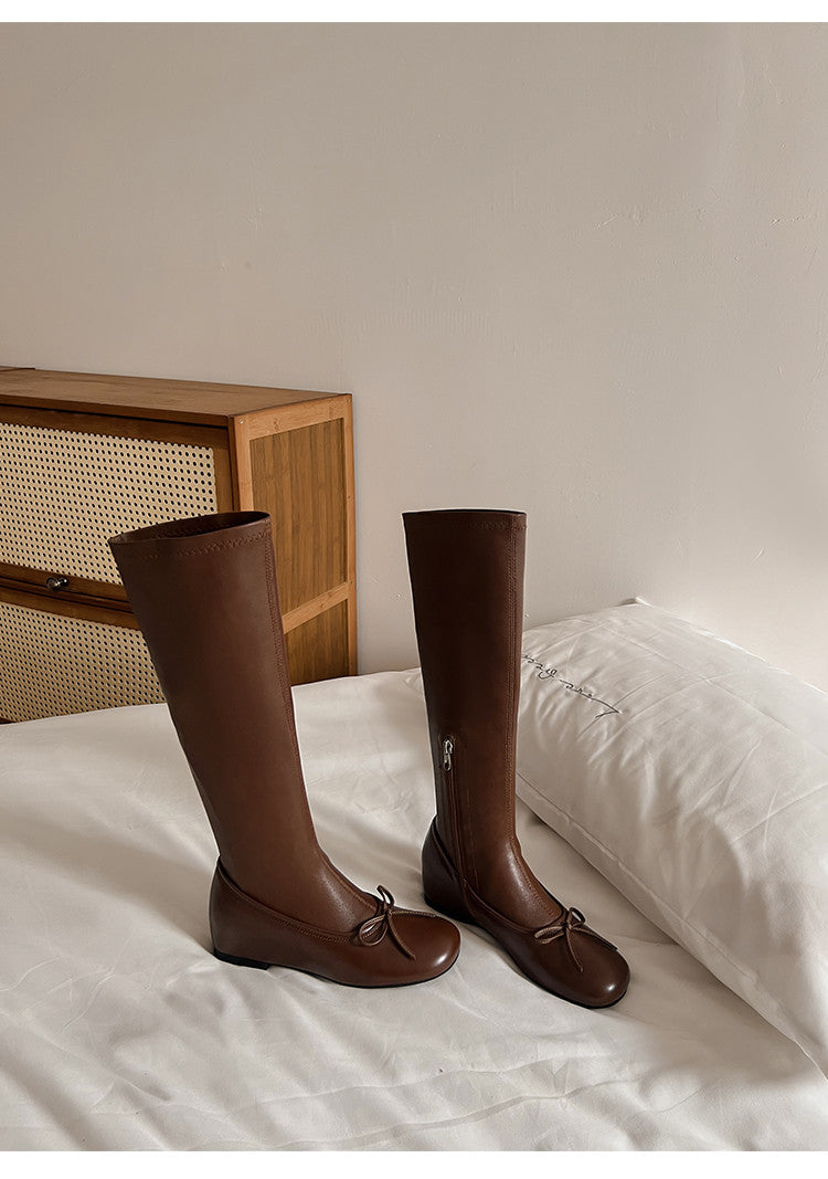 Karin Luna In Stock Spot Goods  Butterfly Knot Round Toe Hidden Heel Boots
