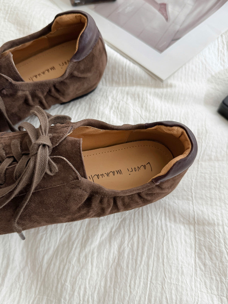 Karin Luna In Stock In Stock  High-end Metal Toe Lace-up Flats