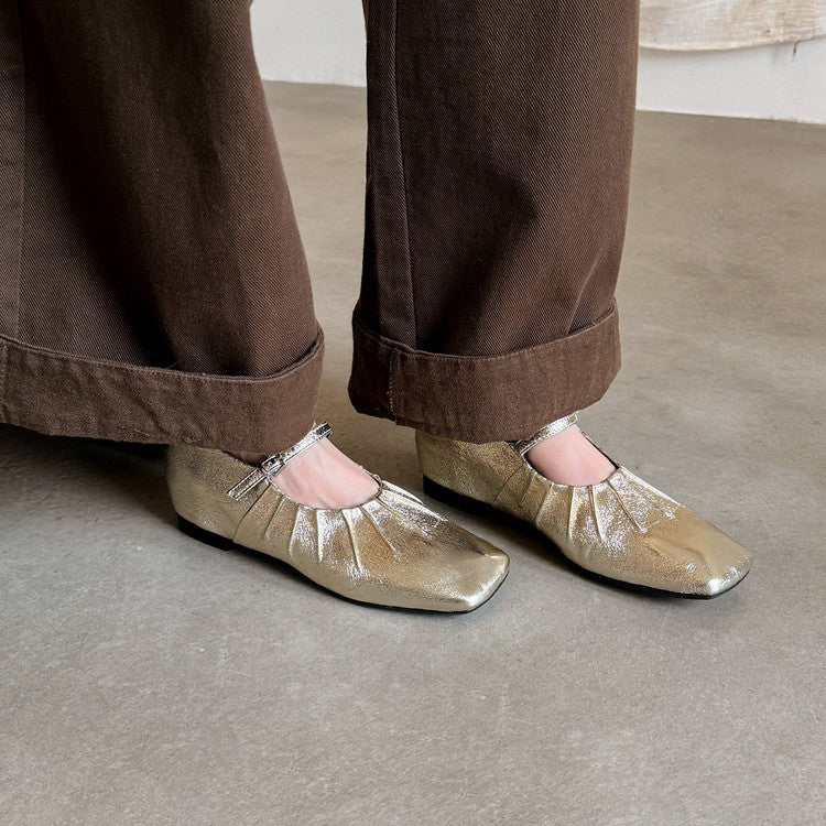 Karin Luna In Stock Spot Goods  Vintage Wrinkled One-Strap Granny Flats