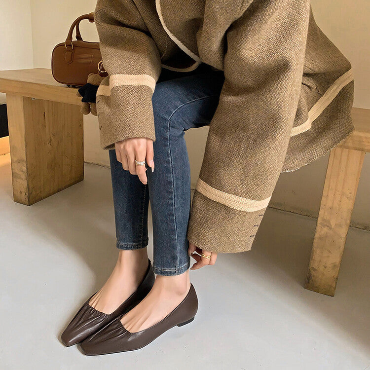 Karin Luna fell in love at first sight~ Spot Goods  Spot Goods Vintage Wrinkled Hollow Soft Sheepskin Elegant Versatile Single Shoes
