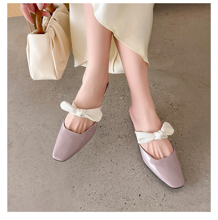 Karin Luna In Stock In Stock  Fluffy feel Bowknot Closed-Toe Slippers