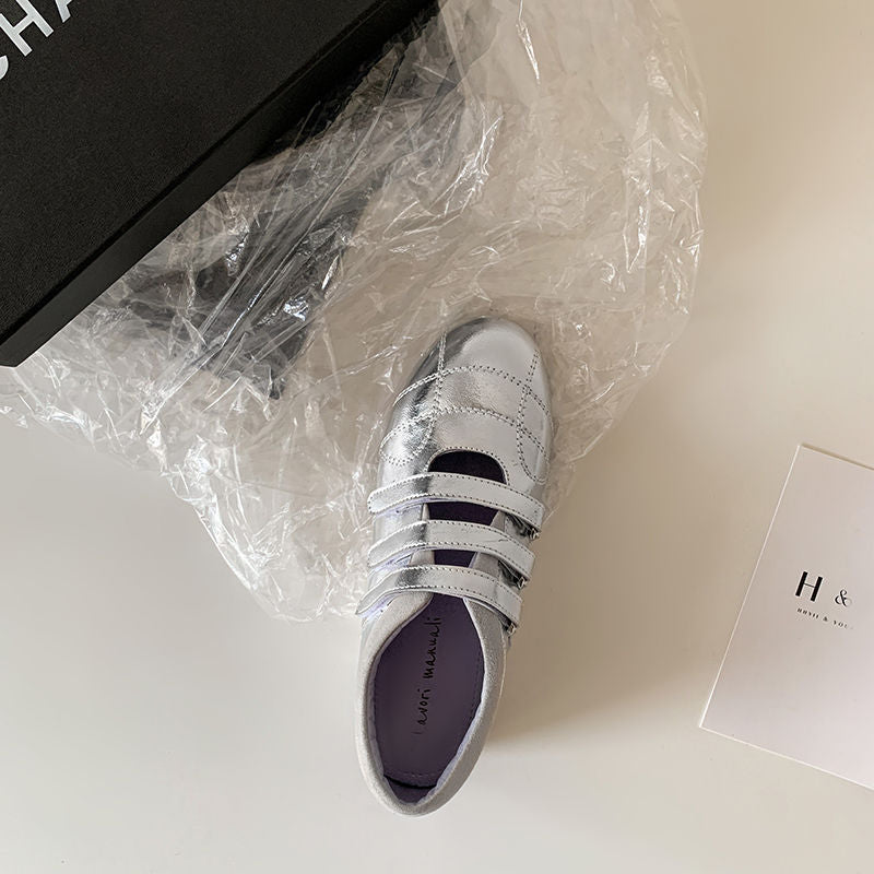 Karin Luna Casual Shoes Series~  In Stock In Stock Magic Tape Round Toe Internal Height Increase Single Strap Flats