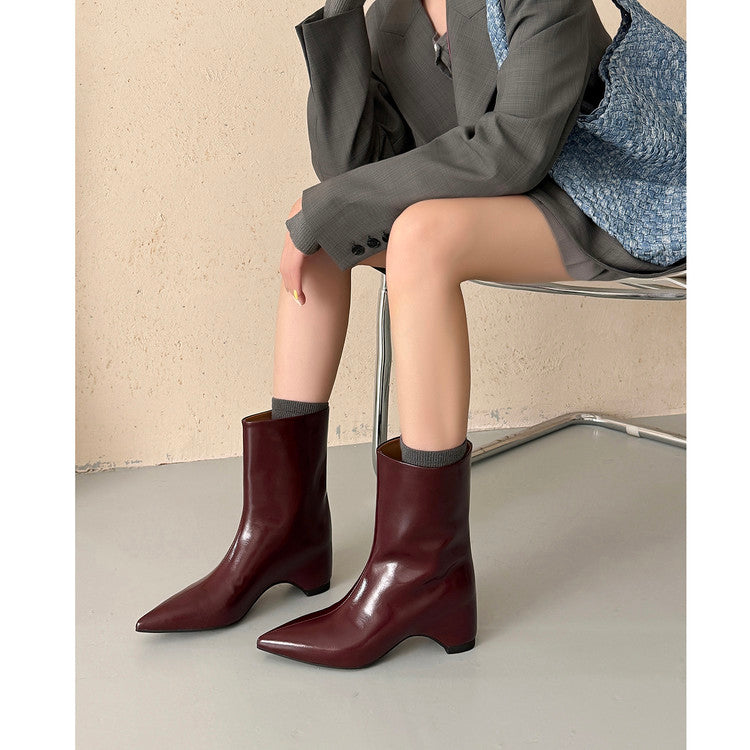 Karin Luna Elegant Pointed Toe Hidden Wedge Short Boots