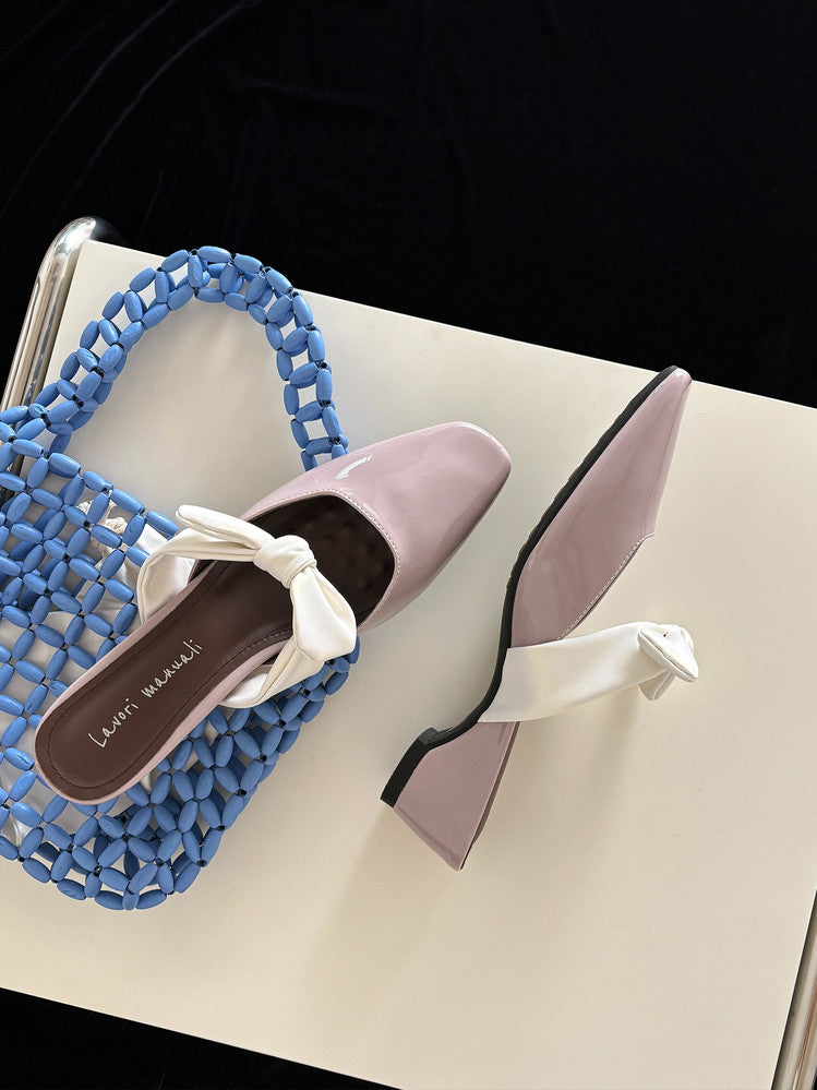 Karin Luna In Stock In Stock  Fluffy feel Bowknot Closed-Toe Slippers