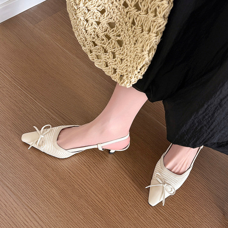 Karin Luna In Stock Spot Goods Braided Style Elegant Thin Heel Pointed Toe Closed-Toe Sandals