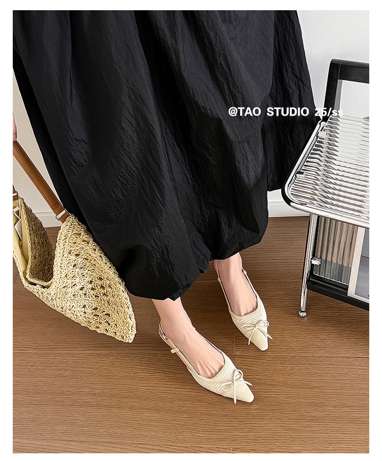 Karin Luna In Stock Spot Goods Braided Style Elegant Thin Heel Pointed Toe Closed-Toe Sandals