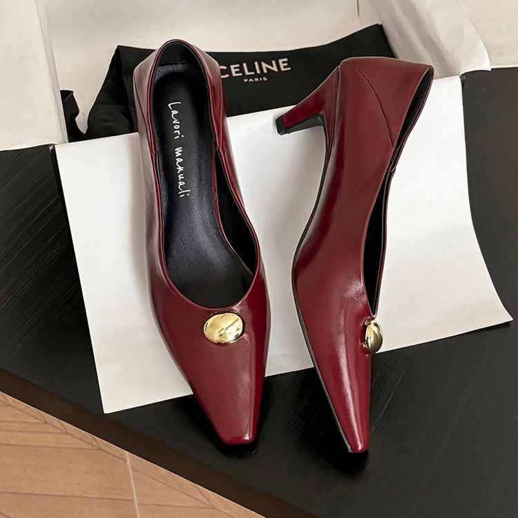 Karin Luna In Stock In Stock ~Basic Versatile French Style Small Square Toe Shallow Mouth Single Shoes