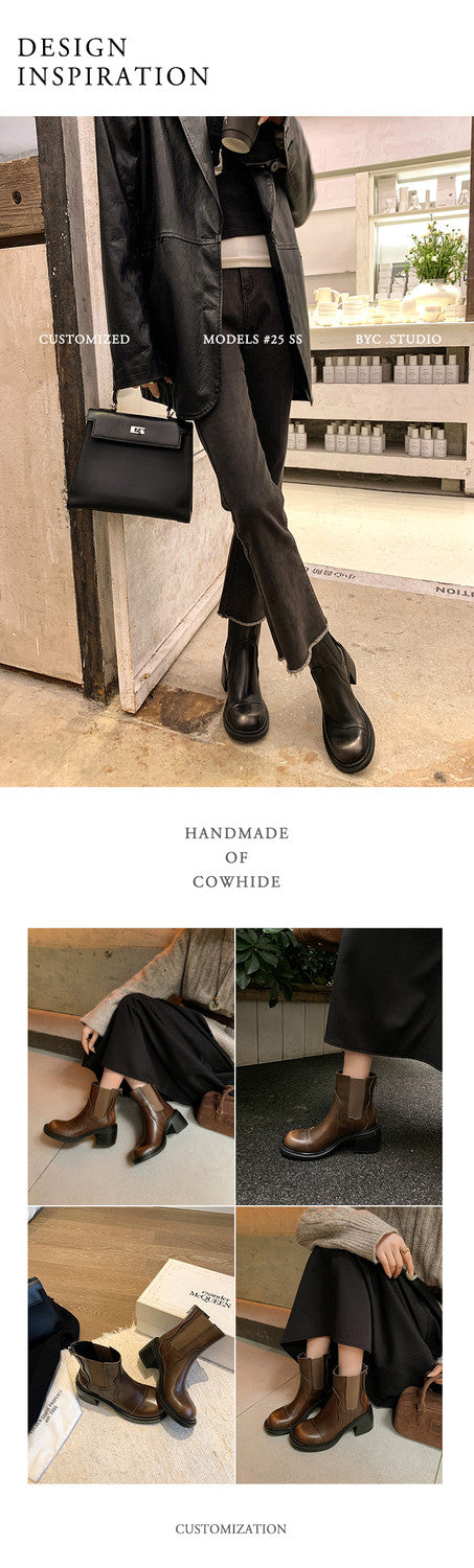 Karin Luna In Stock Spot Goods  Round Toe Stretch Round Toe Chelsea Short Boots