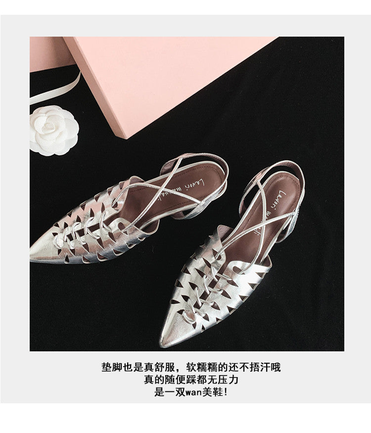 Karin Luna Braided Style ~Cross-woven Pointed Toe Closed-toe Sandals