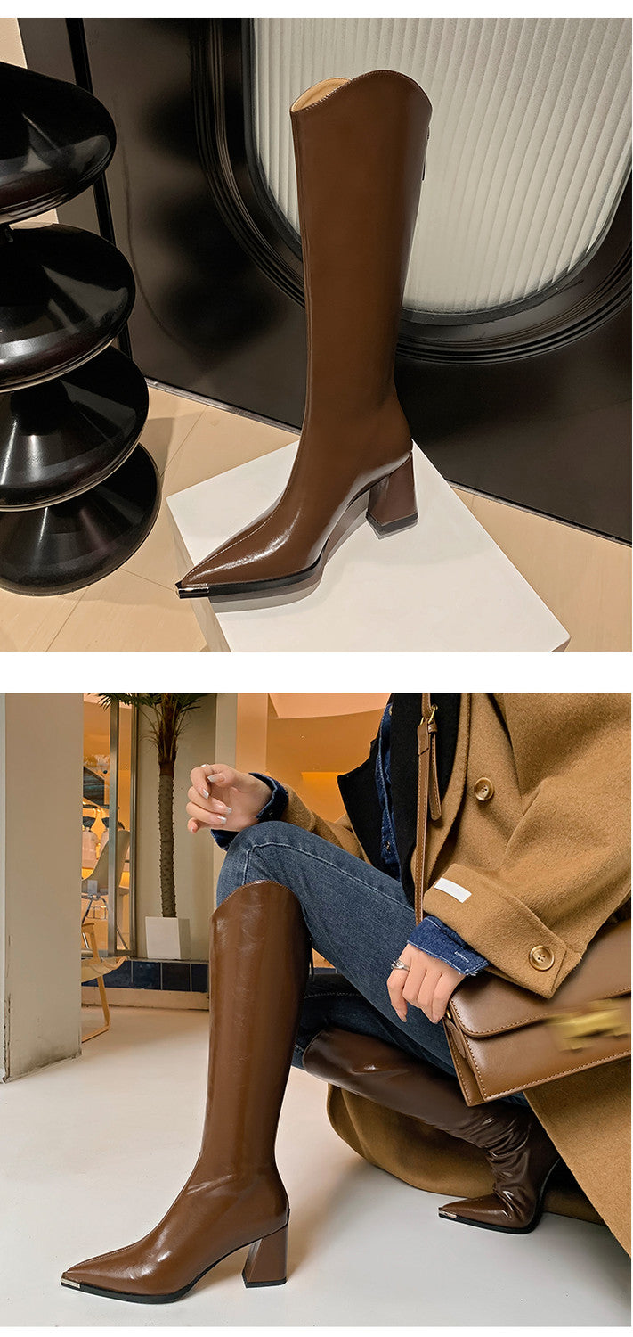 Karin Luna In Stock In-stock Pointed Toe Elegant High Heels v Slimming Effect Long Boots
