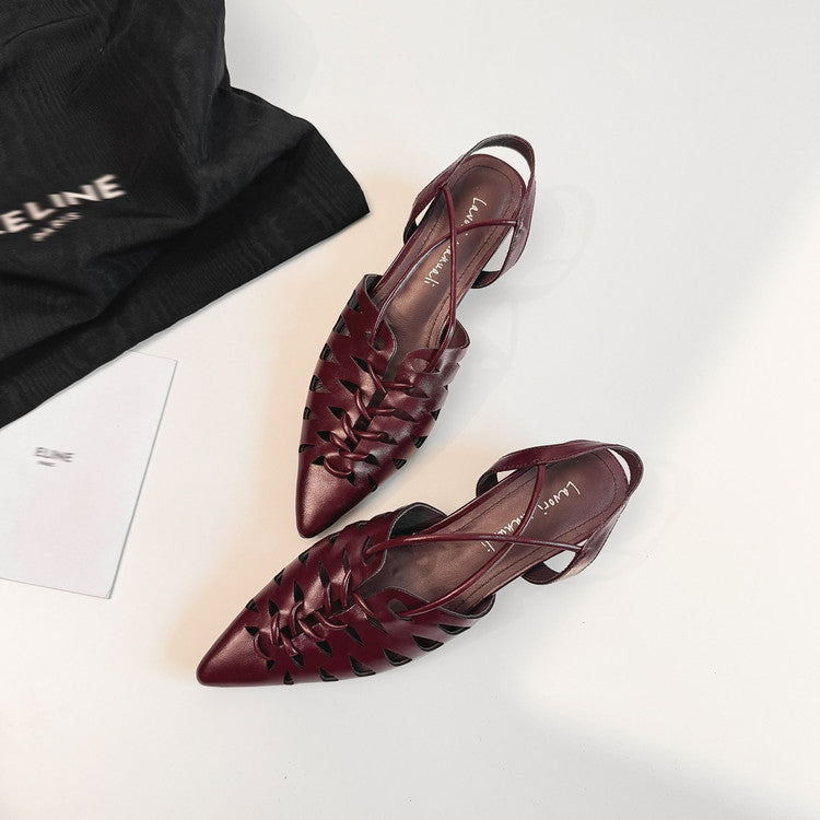 Karin Luna Braided Style ~Cross-woven Pointed Toe Closed-toe Sandals
