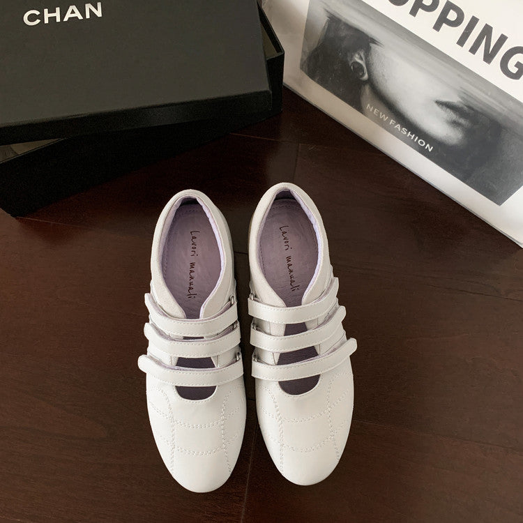 Karin Luna Casual Shoes Series~  In Stock In Stock Magic Tape Round Toe Internal Height Increase Single Strap Flats