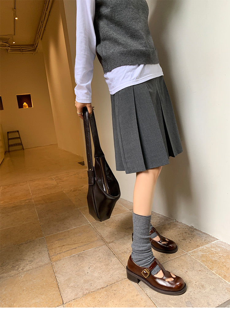 Karin Luna In Stock Spot Goods Minimalist Retro British Style Irregular Hollow Single Shoes